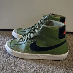 Nike Olive Green High-Tops with Black Swoosh
